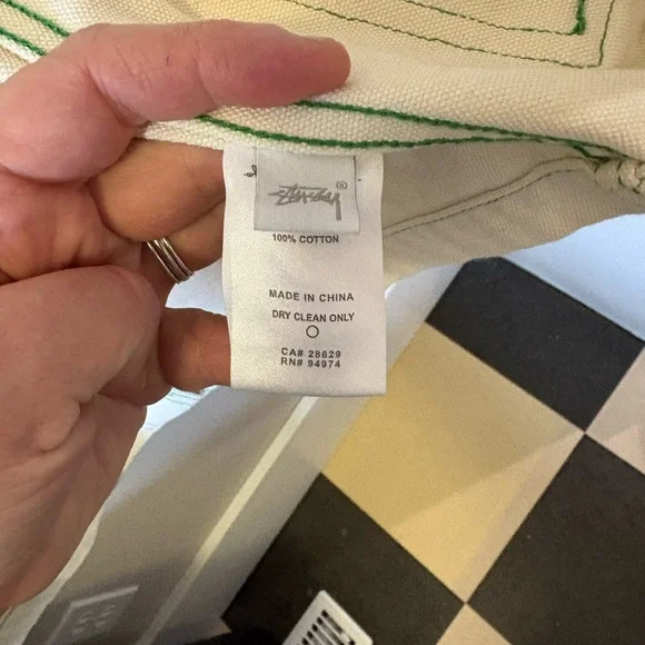 Stussy Cream Canvas Piece with Green Stitching - Picture 8 of 10